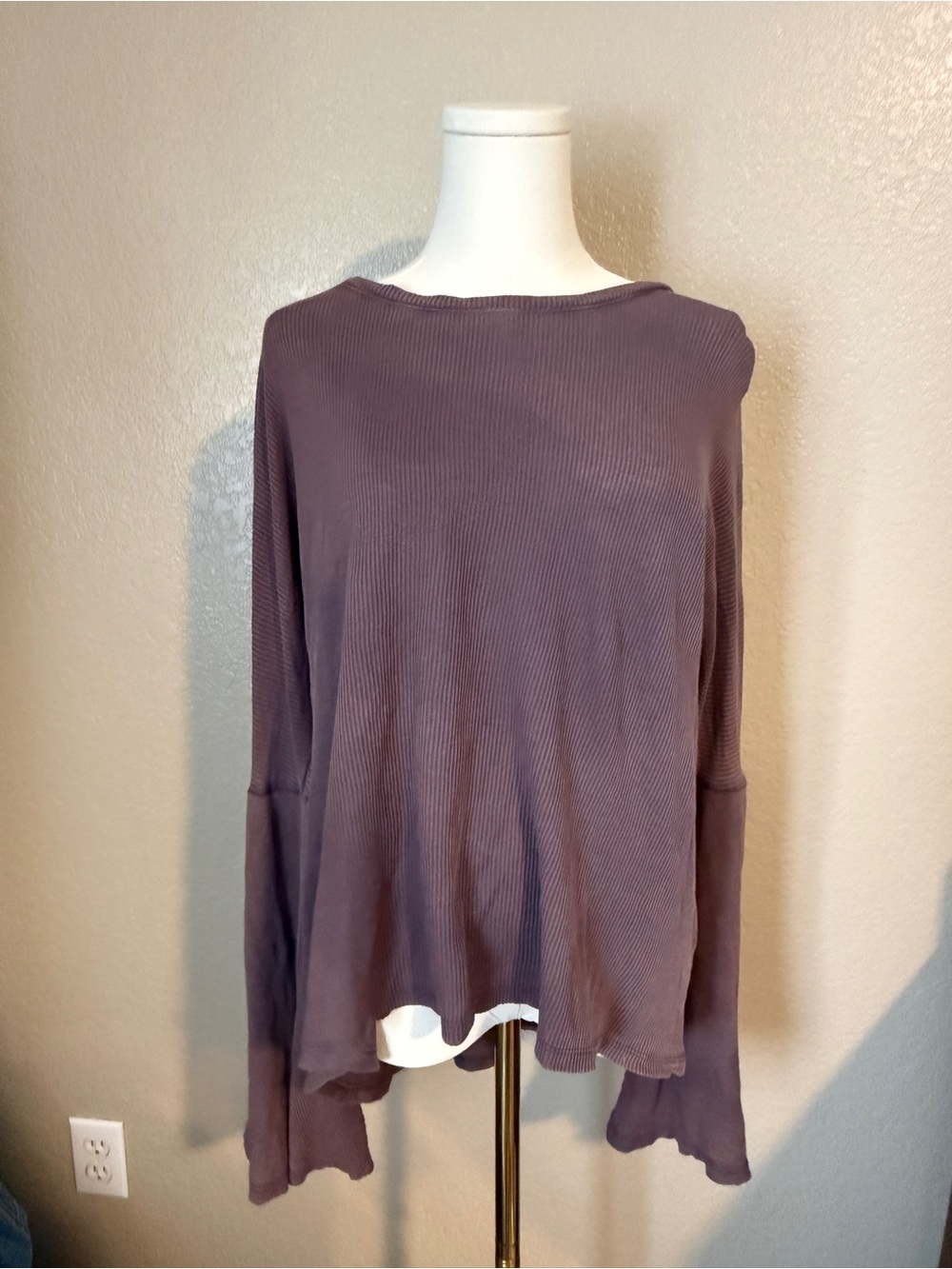 BP Women's Relaxed Ribbed Long-Sleeve Top, Dusty Mauve